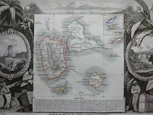 Guadeloupe Karibik Inseln Französische Kolonien 1855 Lemercier Deko Karte - Bild 1 von 4