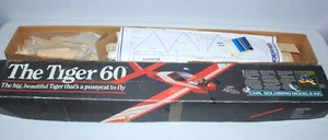 VTG Carl Goldberg Models "THE TIGER 60" KIT 70 in. WINGSPAN ORIGINAL BOX EXTRAS - Picture 1 of 22