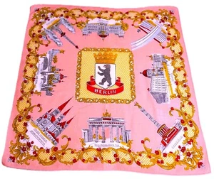 Vtg. Linen Hanky / Scarf BERLIN Travel Souvenir Tourist Pink EXC 17.5" - Picture 1 of 11