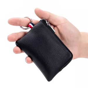 Monedero Cuero Genuino Hombres Mujeres Cambio de Efectivo Billetera Porta llaves Bolsa para Dinero - Imagen 1 de 14