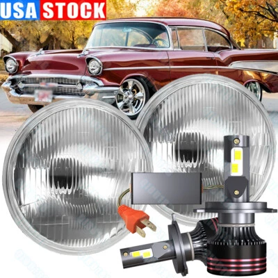Par de faros LED redondos de 7 pulgadas haz alto/bajo para Chevrolet Bel Air 1953-1957 Foto 1 de 4
