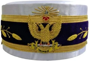 33. Grad Schottischer Ritus weiße Kappe Bullion Handstickerei - Bild 1 von 4