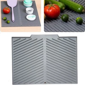 Silicone Sink Drying Mat Heat Resistant Kitchen Rectangle Non-Slip Dish Drainers - Picture 1 of 12
