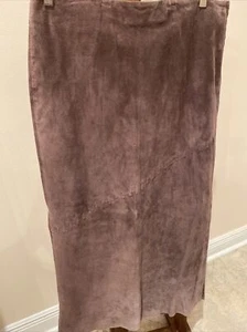 Brown suede maxi-38” skirt size 12 lined In Acetate NEW $138 By August Silk - Picture 1 of 6