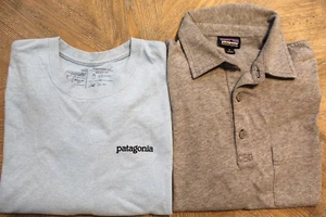 LOT OF 2 - PATAGONIA Mens Size Large & Size Small Cotton Short Sleeve T-Shirts - Picture 1 of 17