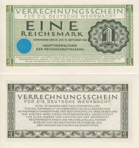 Verrechnungsschein Deutsche Wehrmacht, 1 Reichsmark 1944, Ros.511, ksfr. - Picture 1 of 1