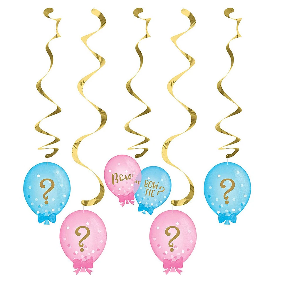 Baby Shower Gender Reveal Party Supplies Dizzy Danglers Hanging Swirls 5 Pack - Image 1 of 1