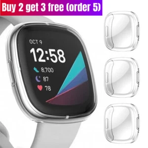For Fitbit Versa 3 4 Fitbit Sense 2 Watch Full Cover Screen Protector TPU Case - Picture 1 of 8