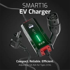SMART16 Caricabatteria EV Tipo 2 | Regolabile 6A-16A, Resistente alle Intemperie, Connettività Smart - Foto 1 di 6