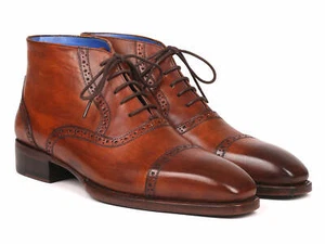 Paul Parkman Men's Antique Brown Cap Toe Ankle Boots (ID#646BRW15) - Picture 1 of 6