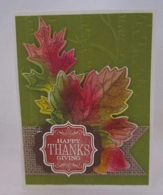 Handmade Thanksgiving Card Maple Leaves  Embossed Blank Inside U Choose How Many - Image 1 of 2