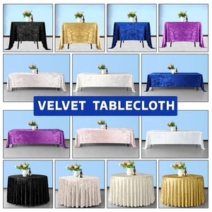 Velvet Table Cloth Soft Crushed Wedding Xmas Home Decoration Tableware Cover NEW - Picture 1 of 89