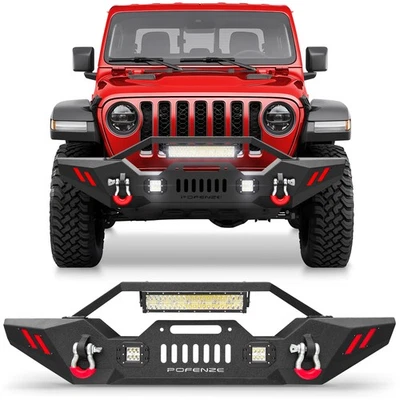 For 2007-2018 Jeep Wrangler JK JKU & Wrangler JL JLU& JT 2019-2024 Front Bumper Foto 1 de 4