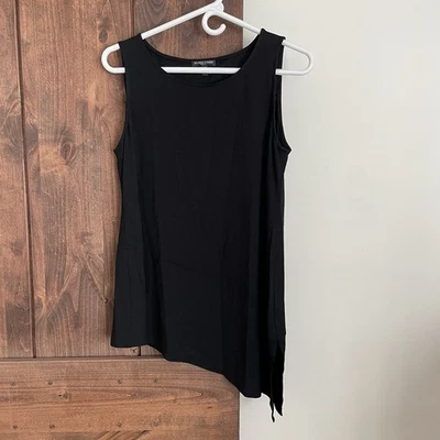 Túnica sin mangas Eileen Fisher negra con dobladillo asimétrico para mujer talla pequeña mediana Foto 1 de 4