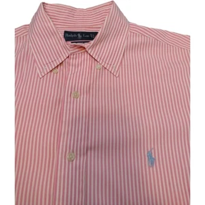 Camisa Polo Ralph Lauren Manga Larga 16 Rosa Rayas Calce Clásico - Imagen 1 de 8