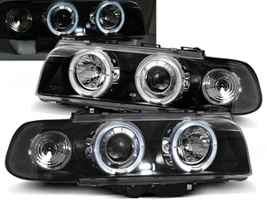 faros para BMW E38 1994 1995 1996 1997 1998 ojos de ángel negro LHD - Picture 1 of 1