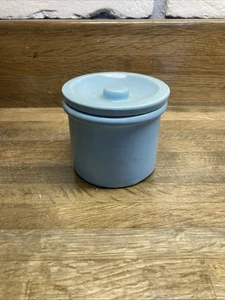 Small English Butter Cheese Crock Jar & Lid Robin's Egg Light Blue Box - Picture 1 of 2