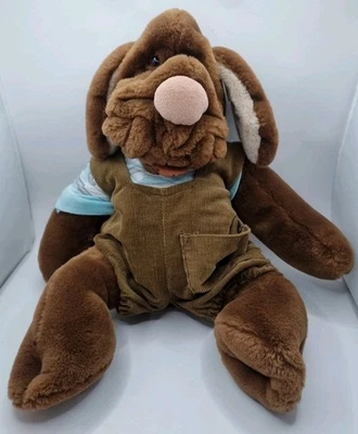 Vintage Wrinkles the Dog Plush Hand Puppet in Original Outfit - Ganz Bros 1981 - image 1 of 4