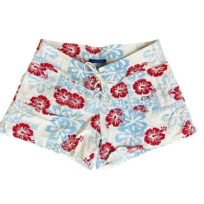 Op Hawaiian Board Shorts Floral Hibisco Talla 7/29 Rojo Blanco Azul Foto 1 de 4