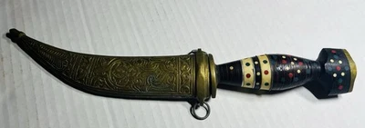 Винтажный ближневосточный кинжал 5,5 дюйма Khanjar с латунными ножнами - Изображение 1 из 4