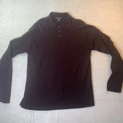 Banana Republic Extra Fine Italian Merino Wool Burgundy Long Sleeve Polo Read - Image 1 of 4