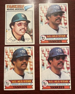 Tarjetas Topps Reggie Jackson 1977 + 3 1979 - 4 en total - Yankees de Nueva York en muy buen estado a excelente estado Foto 1 de 4