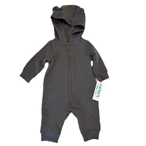 Carter’s Child Of Mine Gray Unisex Hooded 1-piece Zippered Jumpsuit Select Size - Picture 1 of 2