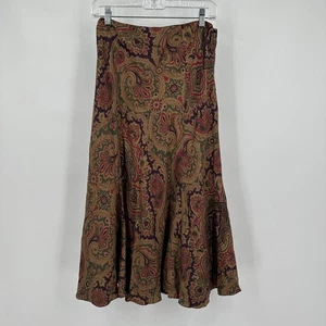 Lauren Ralph Lauren Womens Old Money Silk Paisley Midi Skirt Sz 10P Quiet Luxury - Picture 1 of 6