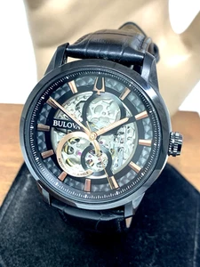 Reloj Hombre Bulova 98S283 Sutton Automático Esfera Negra Correa Cuero 43mm - Imagen 1 de 14
