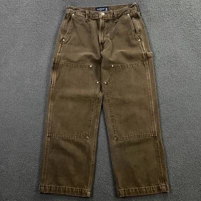 Abercrombie Fitch двойной колена джинсы размер 30 x 28 жесткий джинсовой ткани мешковатые плотник - Изображение 1 из 4