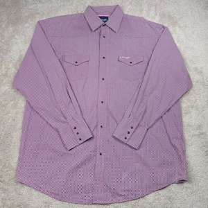 Wrangler Hemd Herren XL rosa schwarz Brustkrebs Perlen Druckknopf Western Rodeo Cowboy - Bild 1 von 7