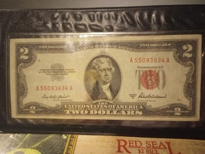 1953-B $2 Two Dollar US Red Seal Jefferson Note Bill US Currency Crisp UNC A500 - Picture 1 of 8