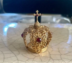 "Corona de oro filigrana joya bebé Jesús de Praga vintage 3,5""" - Imagen 1 de 5