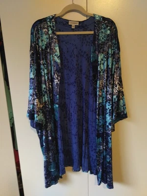 Cardigã Catherines Frente Aberta Veludo Espanador Plus Size 4x/5x Floral Elegante Ano Novo - Imagem 1 de 4