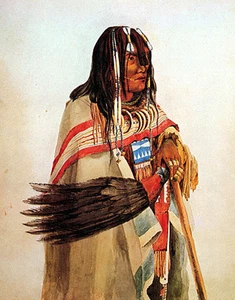 Fotografía artística indígena nativa americana Blackfoot con ventilador 15x22 numerada a mano - Imagen 1 de 1