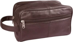 RAS Unisex Genuine Leather Hanging Travel Overnight Wash Gym Toiletry Case Bag - Picture 1 of 15