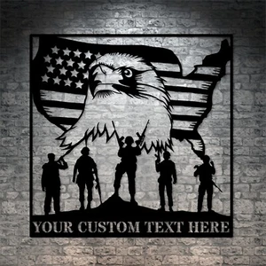 Personalized US Flag Military Brotherhood Name Metal Sign. American Veteran Gift - Picture 1 of 6