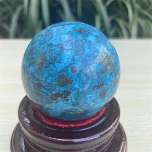0.9LB 2.6" Chrysocolla With Lapis Lazuli Sphere Quartz Crystal Ball Healing C1 - Foto 1 di 12