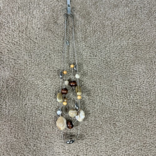 VETEMENTS Collana Chico's Filo Multistrato Perline Strati Dichiarazione Pietre Marrone