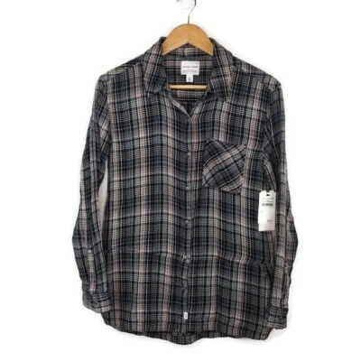 Melrose and Market Shirt Woman Size XXS Black Veronika Plaid Long Sleeve NEW Foto 1 de 4