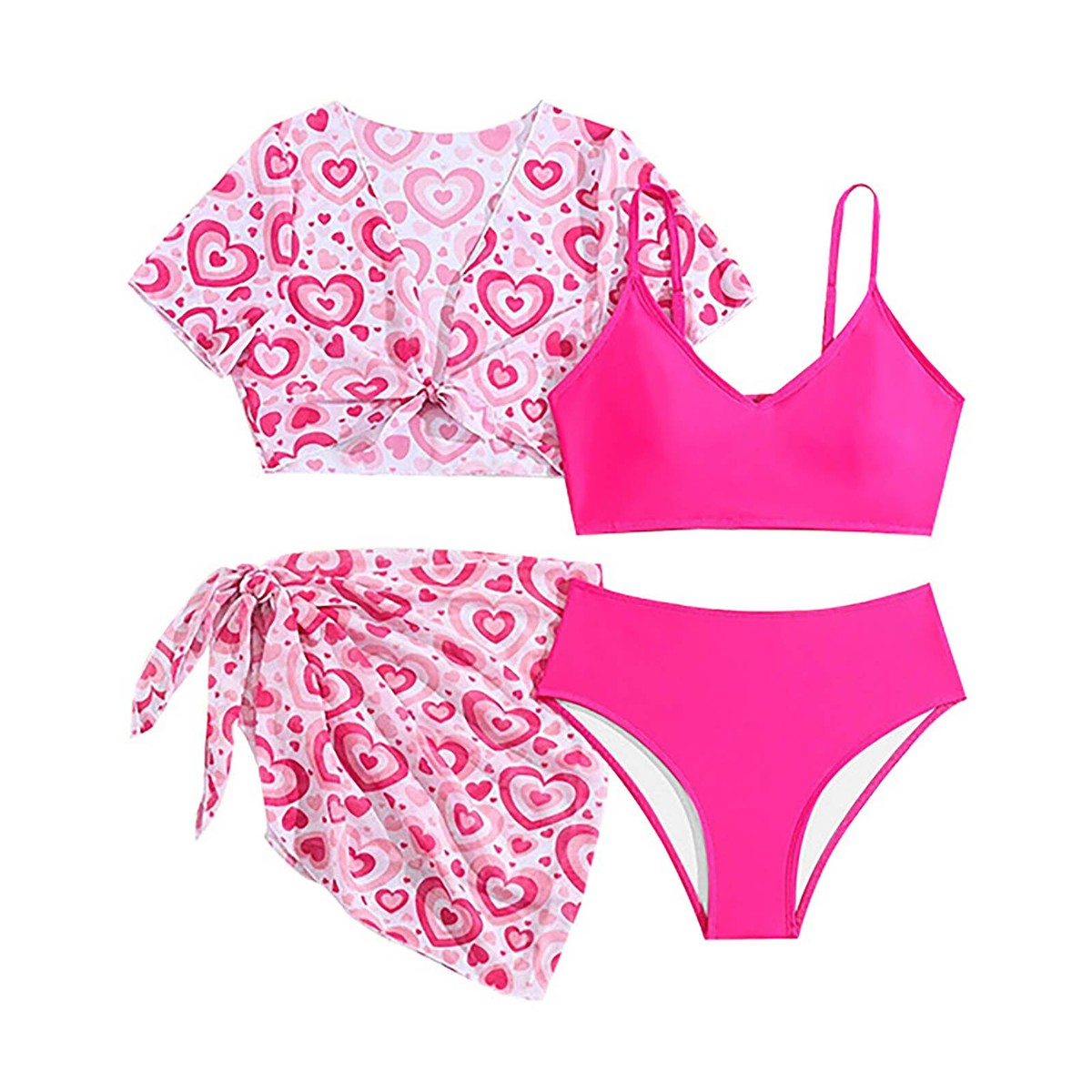 Costume da bagno a maniche lunghe a fantasia per bambine