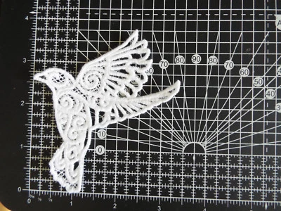 1 x Oriole de pájaro blanco grande, encaje de guipur, apliques, adornos -3,27" x 3,90" Foto 1 de 3