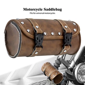 Motorcycle Front Rear Handlebar Sissy Bar Saddlebag Fork Roll Barrel Tool Bag - Picture 1 of 13