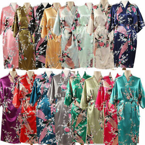 Lady Silk Satin Robe Kimono Dressing Gown Wedding Bathrobe Nightwear Sleepwear|↑