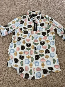 New Karl Lagerfeld Paris Whimsical Button Down Blouse Multicolor Size M - Picture 1 of 8