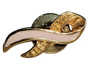 Avon breast Cancer Awareness Pink Gold Tone Metal Enamel Pin - Picture 1 of 6