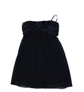 Jump Apparel Juniors Womens Black Back Zip Pleated Top Strapless Mini Dress 3/4 - Picture 1 of 7