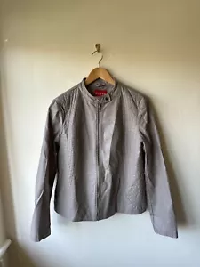 Women's Guess Faux Leather Biker Jacket Size UK 16 | Coat XL Bomber Los Angeles - Picture 1 of 21