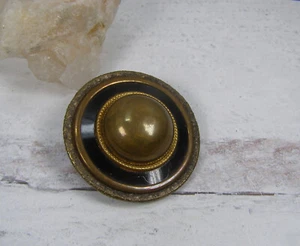 Vintage großer gewölbter Messing schwarz Emaille Garderobenknopf Satellit Saturn Art Deco - Bild 1 von 6