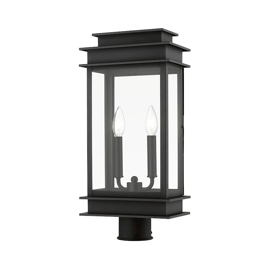 Livex Princeton 2 Light Outdoor Large Post Lantern, Black/Chrome/Clear - 2017-04 - Image 1 of 1